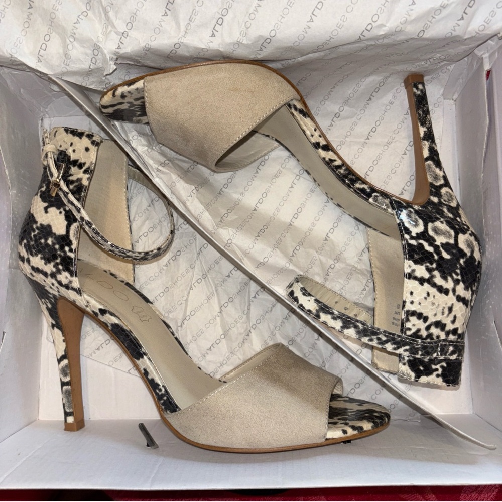 Aldo Beige and Snake Print Sandals